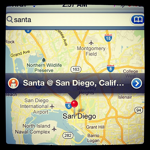 Ummmm Santa can u make a uturn back to DC? Im going to bed now. #sorry #santa #christmas #dc #missing #sandiego #google #NORAD #santatracker #xpro2 #instagram #iphone4