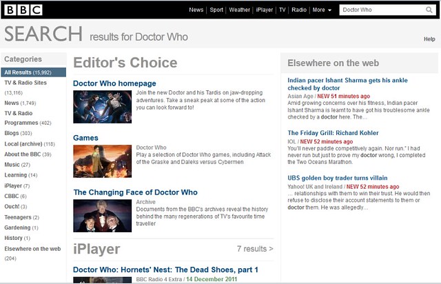 BBC search results for Doctor Who