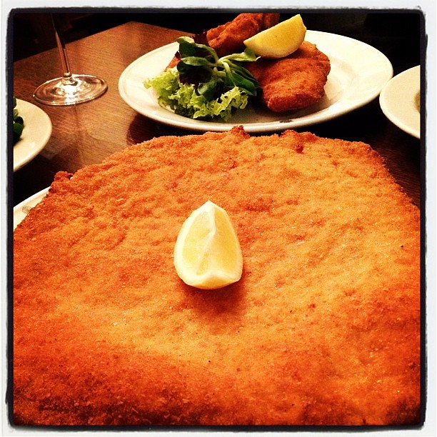schnitzel! The leftovers of which are now in my pocket, NAPOLEON DYNAMITE style