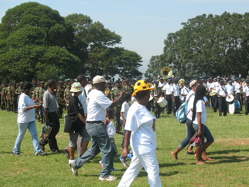 Bands from the Police and Army leading the WAD march