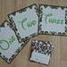 Brown Damask with Green Wedding Table Numbers and Place/Escort Cards <a style="margin-left:10px; font-size:0.8em;" href="http://www.flickr.com/photos/37714476@N03/6602013433/" target="_blank">@flickr</a>