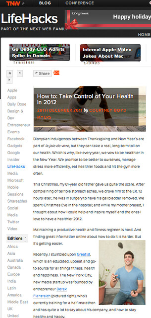 TheNextWeb: How to: Take Control of Your Health in 2012 (12.29.2012)