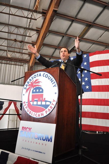 Joe Gruters, Chairman of the Republican Party of Sarasota, Rally for Republican Presidential Candidate Rick Santorum, Sarasota, Fla., Jan. 29, 2012
