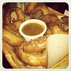 Post Knicks ridiculous #LINSANITY victory onion rings the size of doughnuts at Rattle & Hum