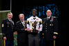 Army Leadership and Trophy Namesake Poses with Army Player of the Year Award Winner