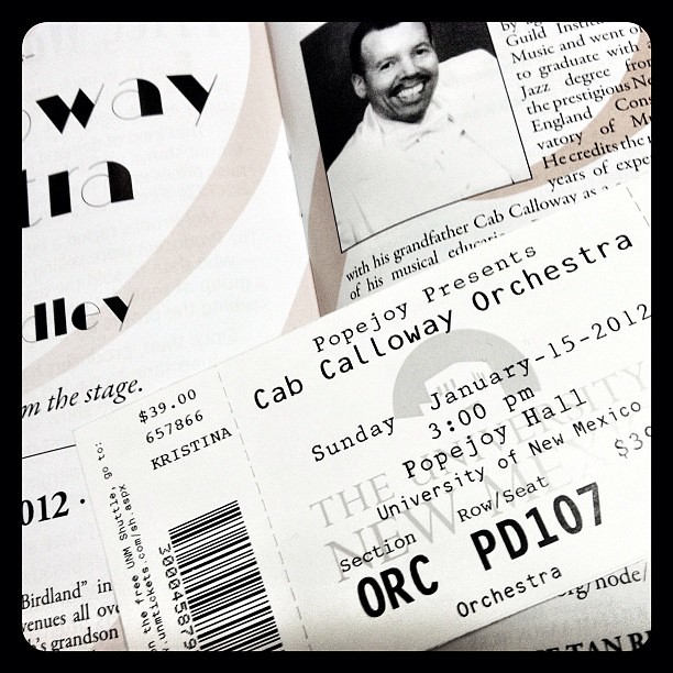 Ahhh, #happiness.  #Jazz & an afternoon out with my oldest.  @sweetanlo bought me tickets to the CAB CALLOWAY Orchestra as a Christmas present. Today was the concert. What a fabulous time. #janphotoaday 1/15/12