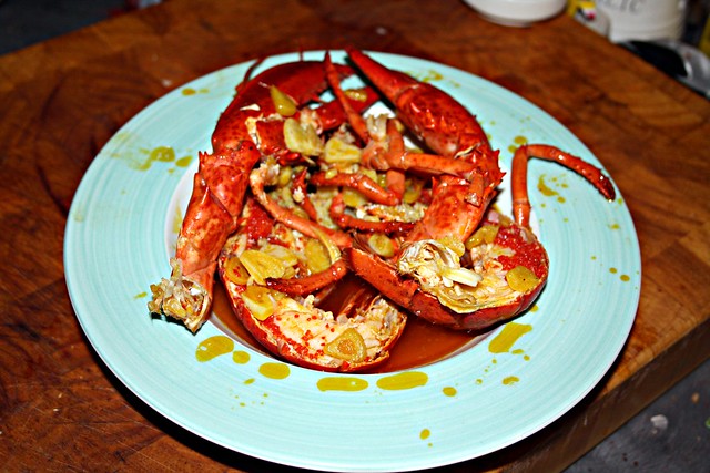 Lobster in White Wine and Garlic Finished Dish