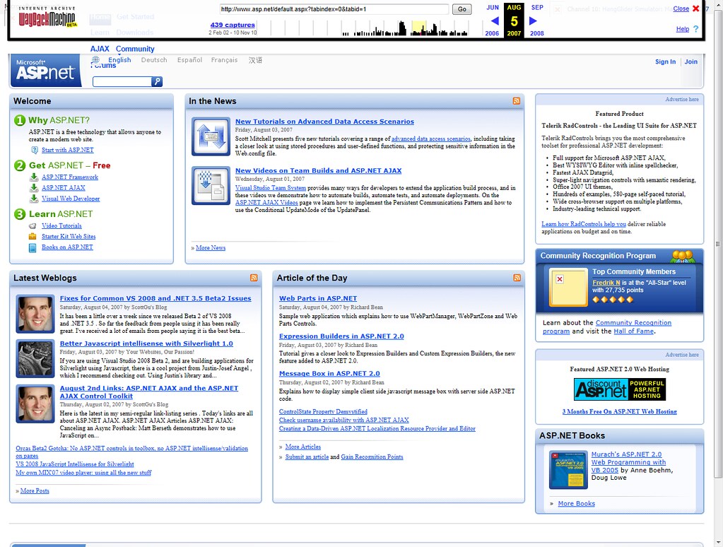 ASP.NET site - 2007