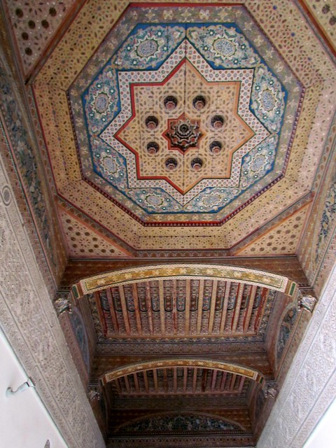 Painted ceiling in Bahia Palace.