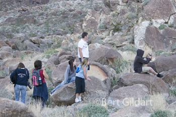 Students stop to admire the endangered Peninsular bighorn