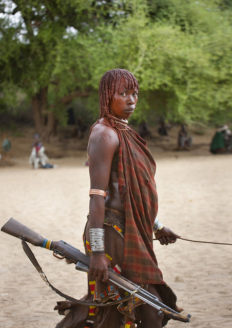 Hamer woman with kalashnikov - Ethiopia
