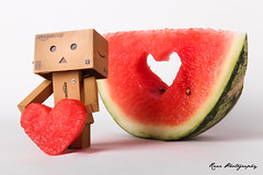 Love is a fruit in season at all times, and within reach of every hand. (italyraaz) Tags: canon toy photography robot watermelon danbo raaz 600d