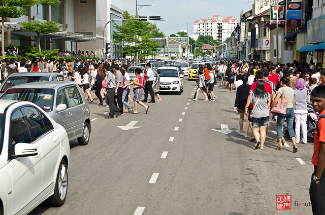 People flocking the main road