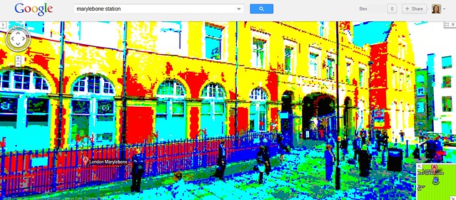 Street View image of MaryLOLbone Station in 8-bit colour