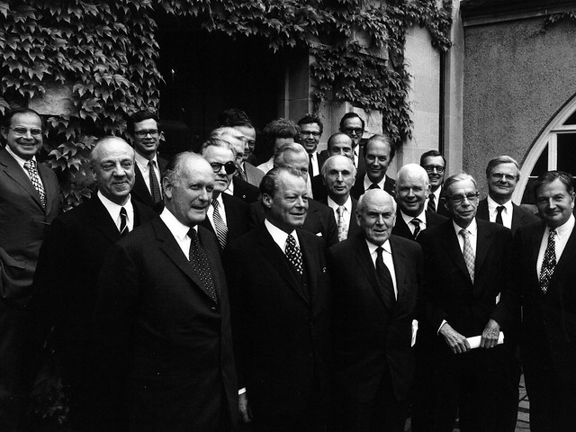 Willy Brandt poses with the German Marshall Funds founding Board of Trustees