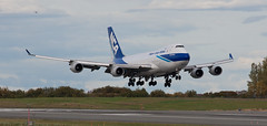 Nippon Cargo Airlines 747 Freighter touching d...