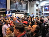 Crowds in Modells Times Square watch as Giants players MARIO MANNINGHAM and Dave Tollefson participate in photo ops, 02/06/12 (IMG_6323)