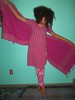Ahh...love that pink. Are those saree pants, Miss???