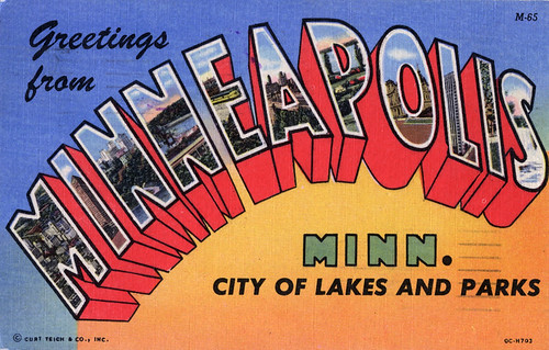 Greetings from Minnesapolis, Minnesota, City of Lakes and Parks - Large Letter Postcard