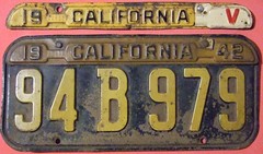 CALIFORNIA 1941-44 LICENSE PLATE WITH TABS