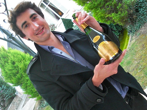 Jean-Christophe Barnardin shows his family's Champagne at a friendly tasting in Beaune.
