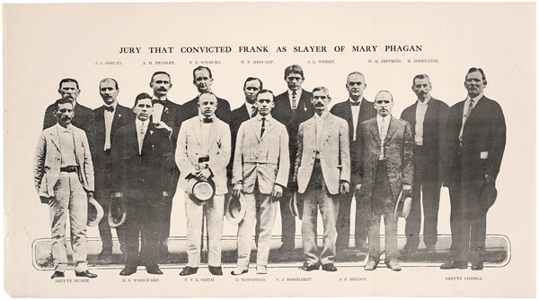 The Jury that Convicted Leo Frank on August 25, 1913 in the Fulton County Superior Court of Atlanta, Georgia.