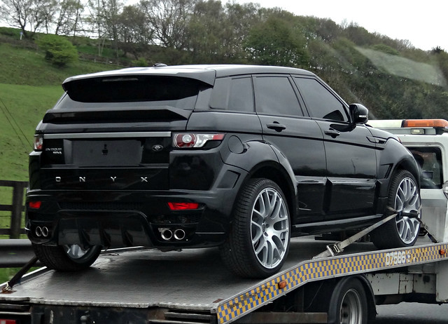 black car truck motorway 4x4 4wd rover lorry land vehicle customized range dub onyx recovery personalized flatbed m62 pimped evoque