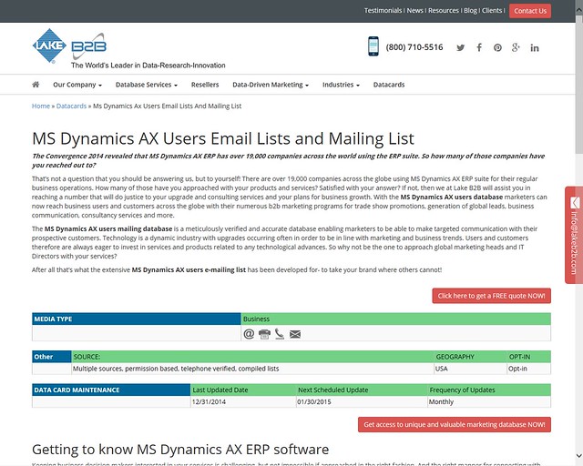MS dynamics AX Users Email Addresses from Lake B2B