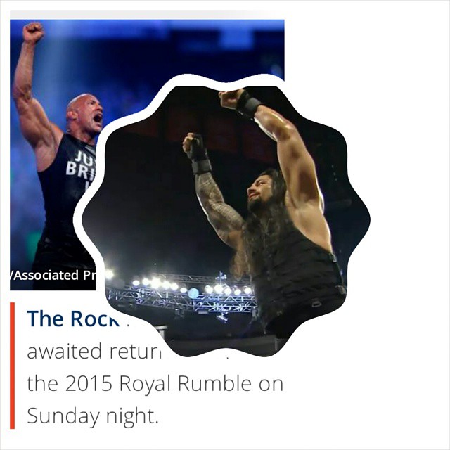 With The Rocks support, Roman Reigns won the Royal Rumble Match, and will face WWE World Champion Brock Lesnar at WrestleMania. Results: http://vbs.cm/O02QUe