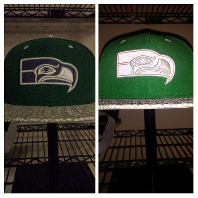 #PhotoGrid Cap At Work: how did I not know about that 3M reflecting logo on this. Seattle Seahawks strapback done up by @neweracap x MARSHAWN LYNCH (aka Beast Mode). This one features the old school logo on that Kelly green and snakeskin bill and straps w