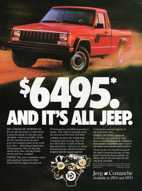 jeep 1987 ad pickup comanche sportruck