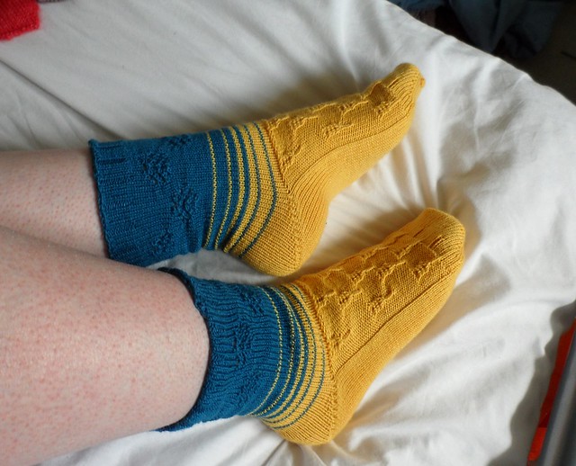 Ohio-inspired hand knitted socks pattern in Regia or Spud and Chloe yarn