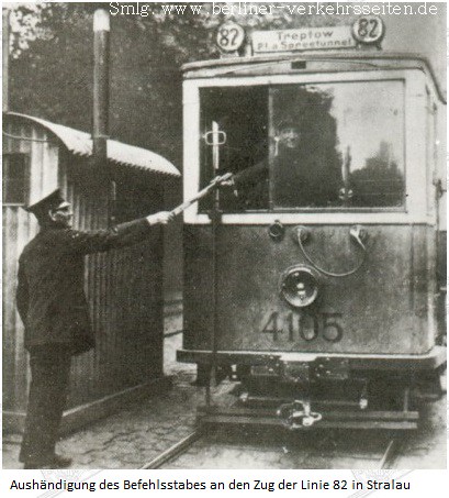 Die Knüppelbahn - Übergabe des Knüppels in Stralau um 1924