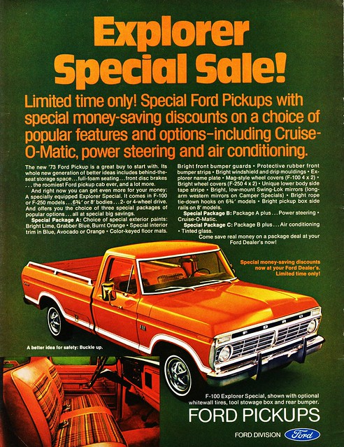 ford truck explorer ad pickup f100 special 1973