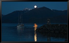 Crescent Harbor (Tatchum) Tags: moon mountains alaska harbor boat 