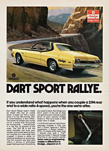 sport 1974 ad dodge dart rallye