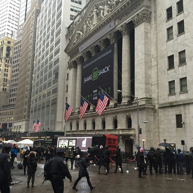Shake Shack doing their #ipo on the #nyse always cool to be working down the street from the nyse