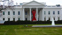 World AIDS Day - Red Ribbon on the White House Portico 33928