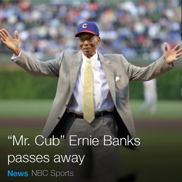MLB great ERNIE BANKS passes at 83. He was one of the best Chicago Cubs of all-time! #RIP #CHICAGO #CUBS #MLB #2015