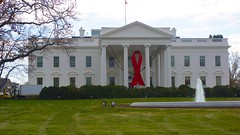 World AIDS Day - Red Ribbon on the White House Portico 33925
