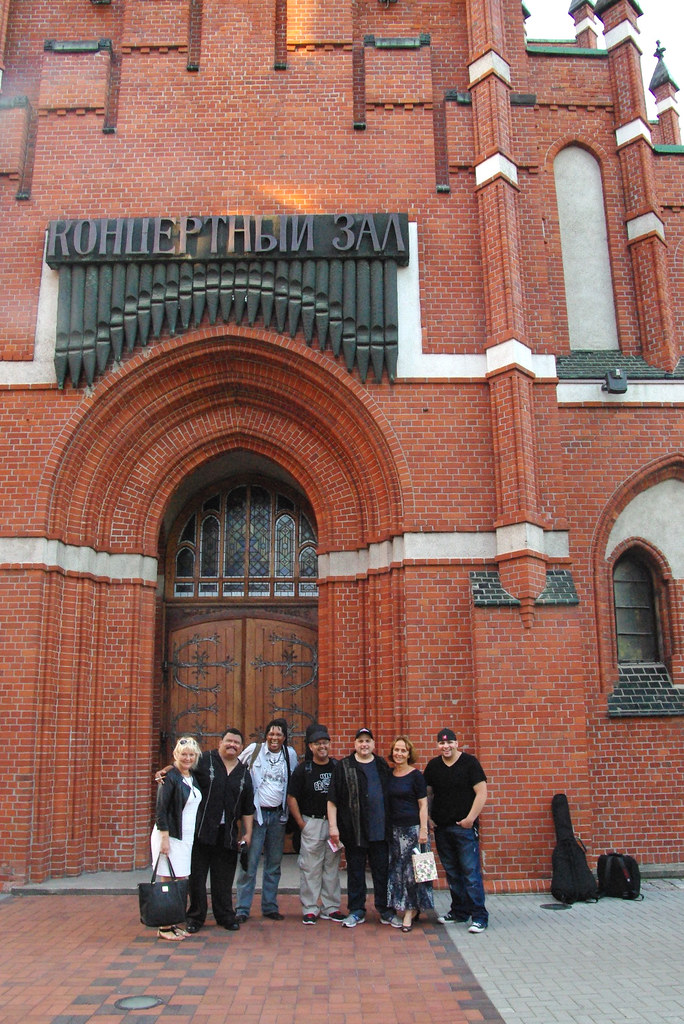 фото: The band and organisers in front of the Kaliningrad Philharmonic Hall