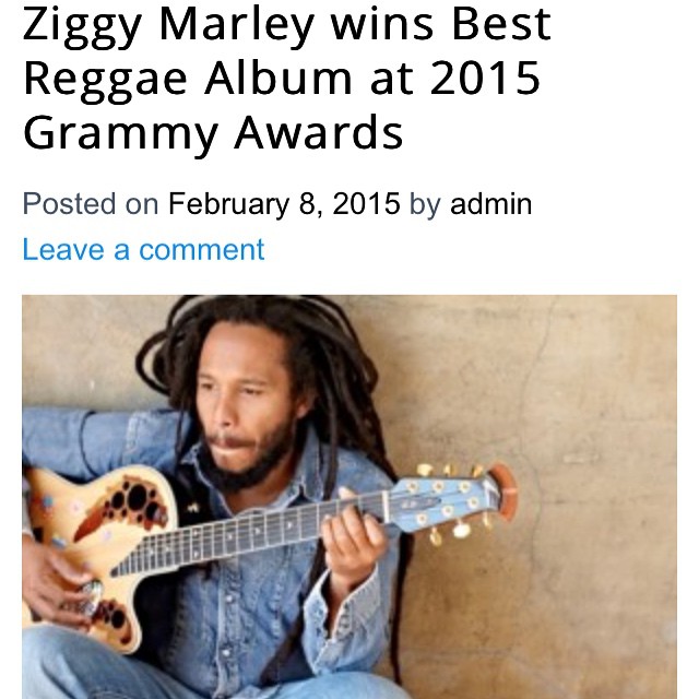 Congrats to Ziggy Marley the winner of the 2015 Reggae Album Grammy. See the complete list of nominates here - http://blogs.jamaicans.com/soapbox #ziggymarley #bobmarley #reggae #jamaica #music #grammys2015 #bestreggaealbum
