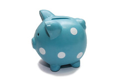豚の青い貯金箱