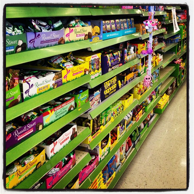 Announce. A sign announcing Easter is coming. First day of Lent = Easter candy on display at a local store. #rethinkchurch @umcrethinkchurch #lent15