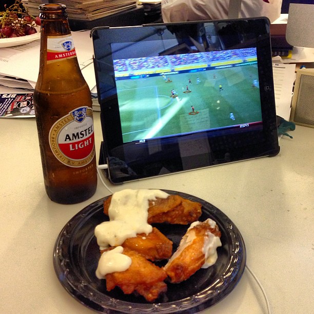 Beer, wings, Italy vs Spain. Id call this a good work day! #agencylife #espn #forza #azzurri