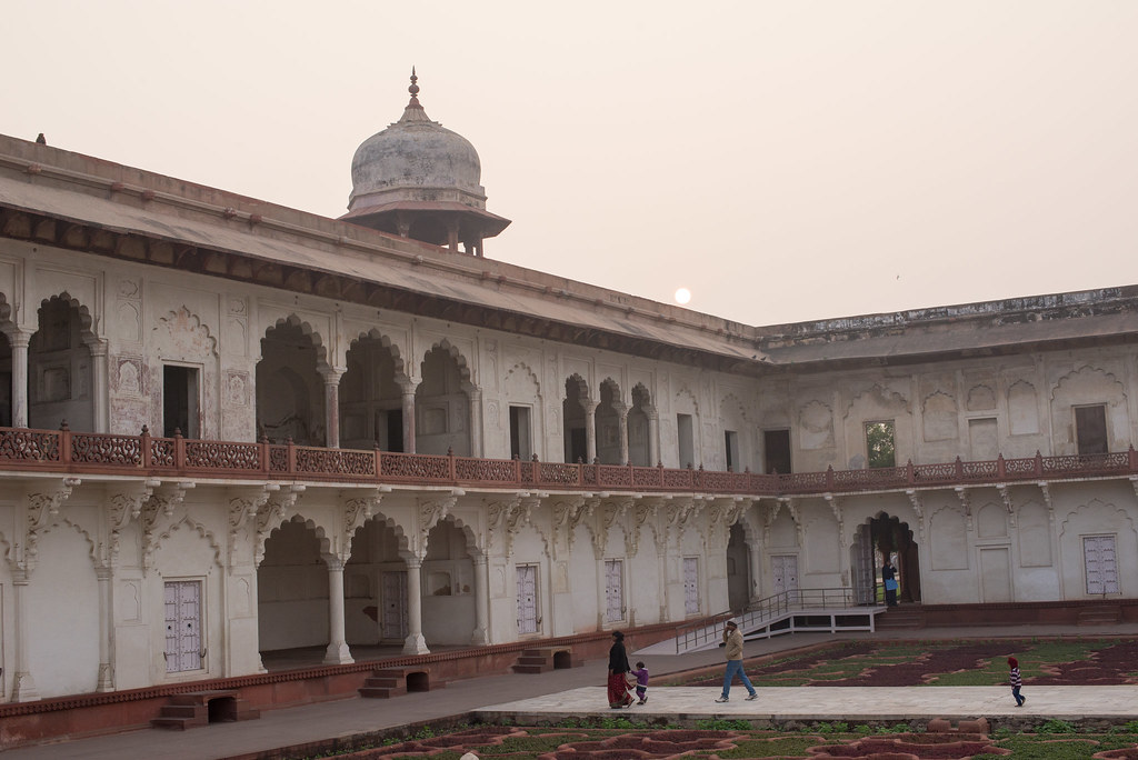 Red Fort of Agra at sunset