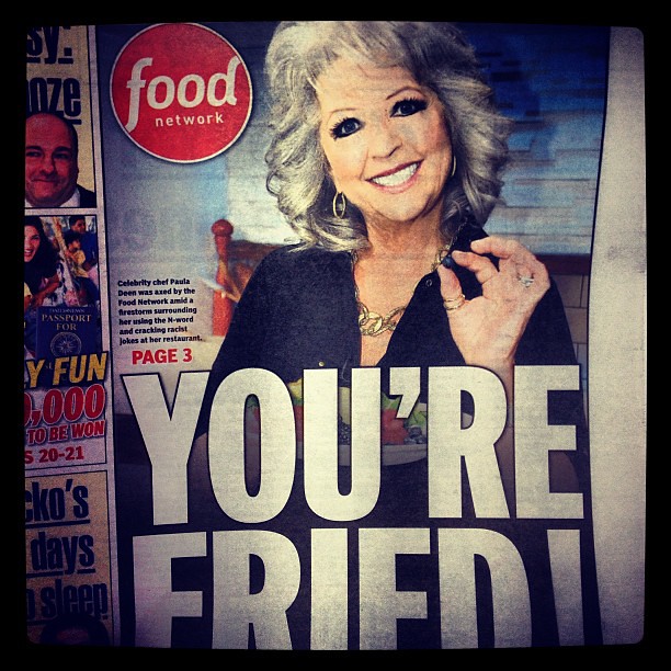 Paula Deen Daily News Front Page, New York #pauladeen #dailynews #newspaper #foodnetwork #prdisaster famousracist #hardnews #prmakeover photo by Brad Starks