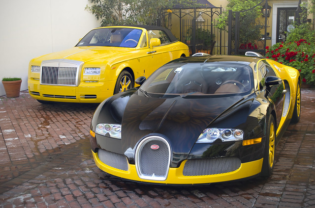 black yellow rollsroyce hills beverly phantom bugatti coupe veyron bijan drophead