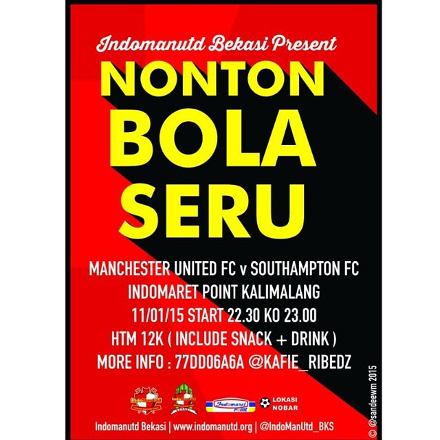 Lokasi Nobar: Rekomendasi Lokasi Nobar Bekasi • @indomanutd_bks • Manchester United vs Southampton • Indomaret Point Kalimalang