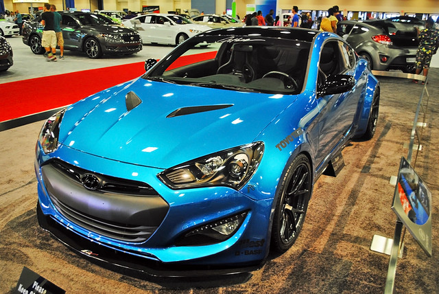 auto show blue car miami sema genesis hyundai coupe aftermarket 2014